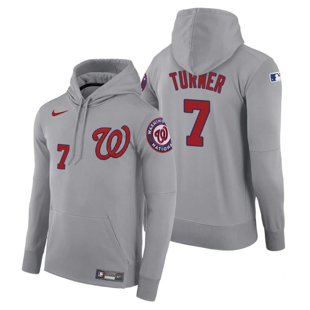 Men Washington Nationals #7 Turner gray road hoodie 2021 MLB Nike Jerseys